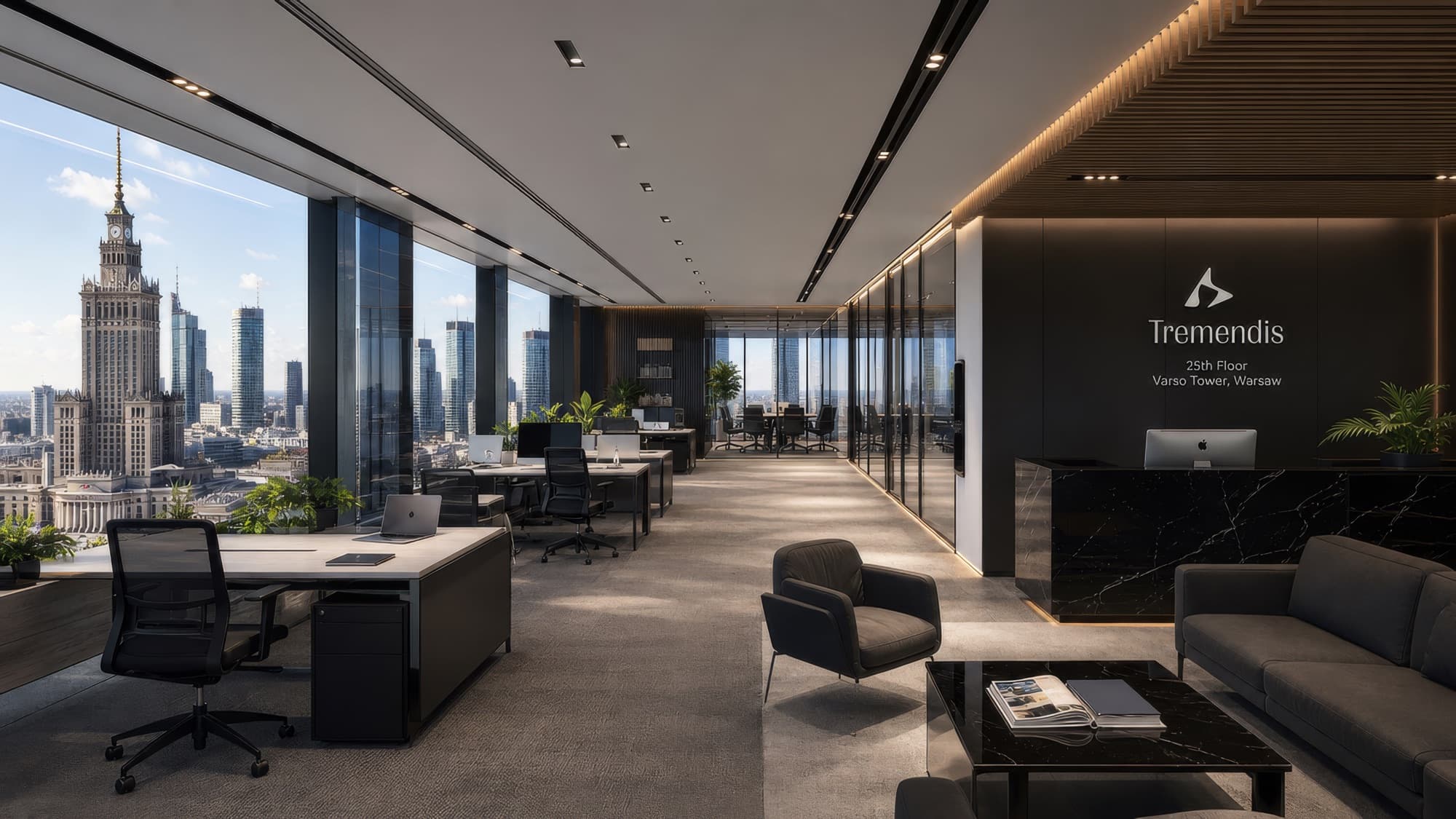Gli uffici Tremendis al venticinquesimo piano della Varso Tower a Varsavia